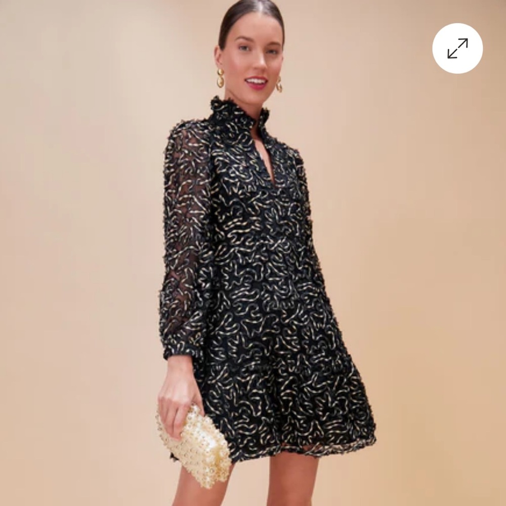 TUCKERNUCK
Nightly Organza Palmerston Dress RT $198 gold black holiday SMALL
